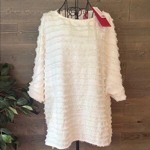 I C by Connie K white short sleeve eyelash tunic top/dress